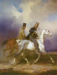Outing of Prince William of Prussia on Horseback, 1836 by Franz Kruger | Painting Reproduction