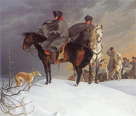 Prussian Cavalry Outpost in the Snow, 1821 | Franz Kruger | Painting Reproduction