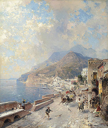 Gulf of Salerno, Amalfi, undated | Unterberger | Painting Reproduction