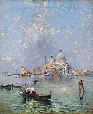 Gondeln vor der Santa Maria della Salute, Venedig | Unterberger | Gemälde Reproduktion