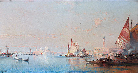 A View across the Lagoon towards the Grand Canal, c.1880/82 | Unterberger | Painting Reproduction