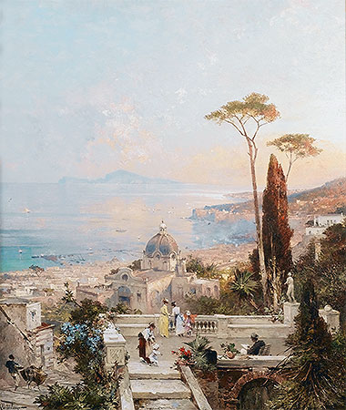 Amalfi, Blick auf den Golf von Salerno | Unterberger | Gemälde Reproduktion