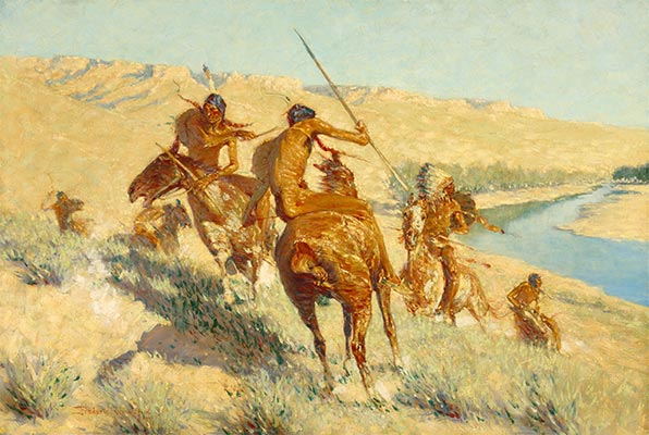 Episode der Büffelpistole, 1909 | Frederic Remington | Gemälde Reproduktion
