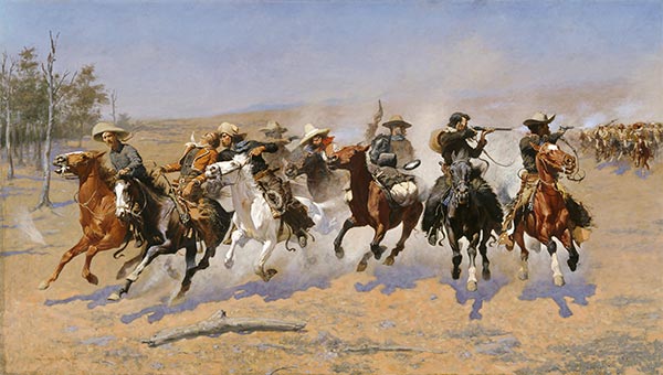 A Dash for the Timber, 1889 by Frederic Remington | Painting Reproduction