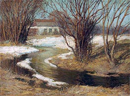 House by a Stream, Undated by Frederick J. Mulhaupt | Painting Reproduction