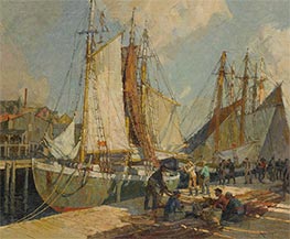 Hafenszene, Undated von Frederick J. Mulhaupt | Gemälde-Reproduktion