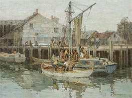 Ausklang des Tages, Hafen von Gloucester, Undated von Frederick J. Mulhaupt | Gemälde-Reproduktion