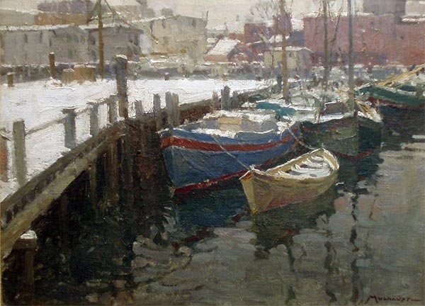 Gloucester Harbor, Winter, Undated | Frederick J. Mulhaupt | Painting Reproduction