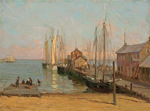 Old Central Wharf, Undated | Frederick J. Mulhaupt | Painting Reproduction