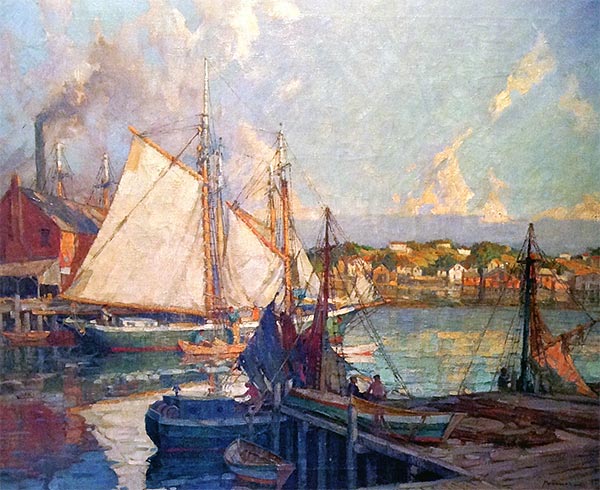 Sommertag, Hafen von Gloucester, Undated | Frederick J. Mulhaupt | Gemälde Reproduktion