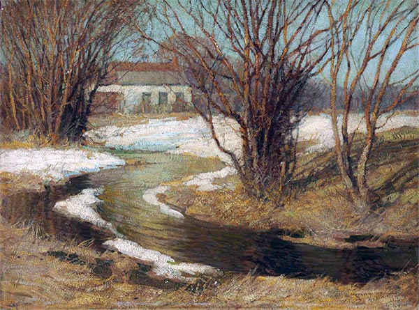 House by a Stream, Undated | Frederick J. Mulhaupt | Painting Reproduction
