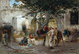 Courtyard in Algeria, 1883 by Frederick Arthur Bridgman | Painting Reproduction