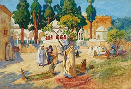 Arab Women's Day in the Cemetery, Bou-Kobrine, 1925 by Frederick Arthur Bridgman | Painting Reproduction