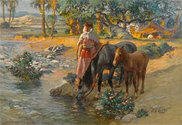 Tränken der Pferde, 1921 von Frederick Arthur Bridgman | Gemälde-Reproduktion