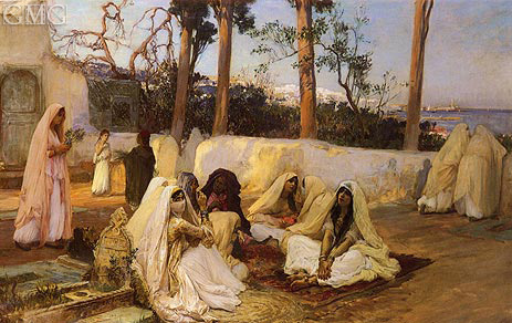 Women at the Cemetery, Algiers, undated | Frederick Arthur Bridgman | Painting Reproduction
