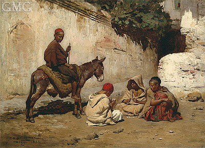 Spielkarten für arabische Kinder, 1873 | Frederick Arthur Bridgman | Gemälde Reproduktion