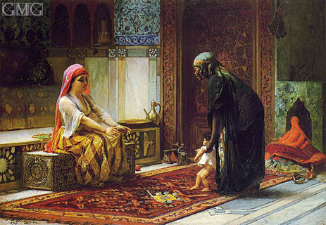 Mother and Child (The First Steps), 1878 by Frederick Arthur Bridgman | Painting Reproduction
