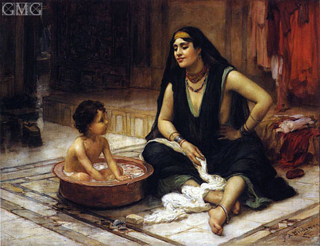 The Bathing Cove, 1890 by Frederick Arthur Bridgman | Painting Reproduction