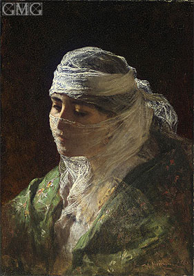 A Veiled Beauty of Constantinople, 1880 | Frederick Arthur Bridgman | Gemälde Reproduktion