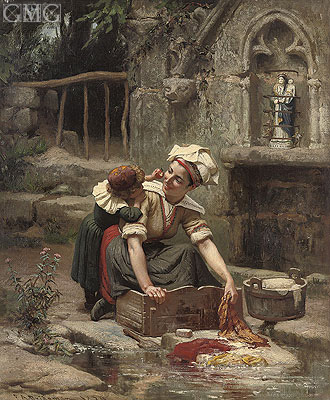Mother's Little Helper , 1874 by Frederick Arthur Bridgman | Painting Reproduction