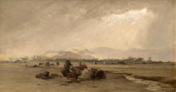A Halt at the Biskra Oasis, 1879 | Frederick Arthur Bridgman