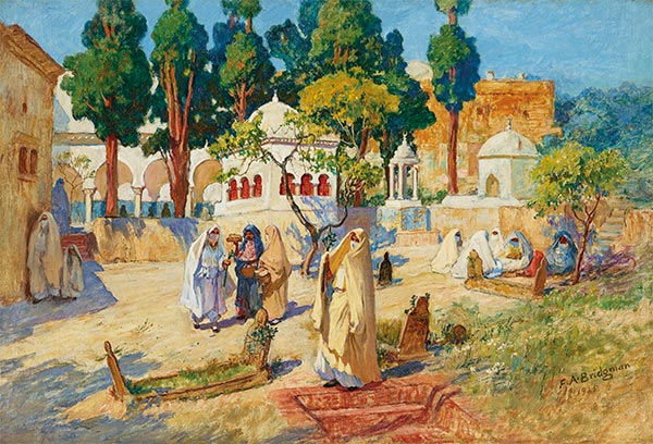 Arab Women's Day in the Cemetery, Bou-Kobrine, 1925 | Frederick Arthur Bridgman | Painting Reproduction
