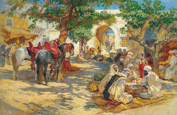 Schachspieler, Biskra | Frederick Arthur Bridgman | Gemälde Reproduktion