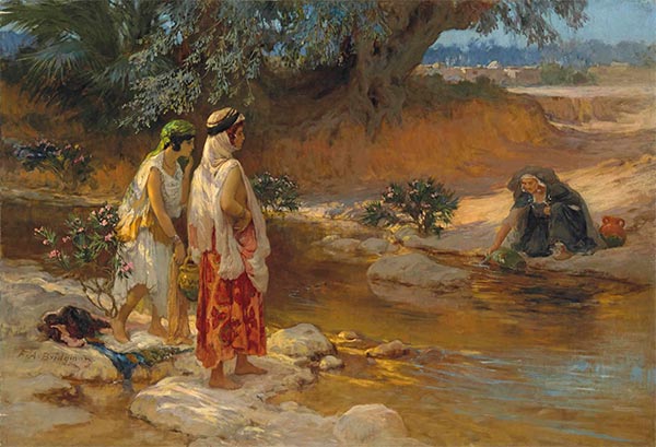 An den Ufern des Wadi, undated | Frederick Arthur Bridgman | Gemälde Reproduktion