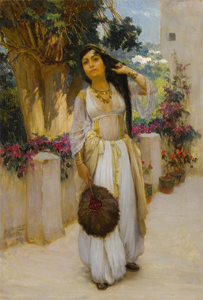 Frau von Algier auf der Veranda, 1893 | Frederick Arthur Bridgman | Gemälde Reproduktion
