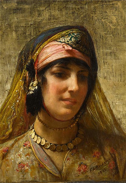 Eine verschleierte Schönheit, 1882 | Frederick Arthur Bridgman | Gemälde Reproduktion
