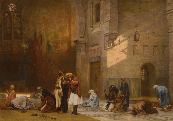 Prayer in the Mosque, Cairo, 1876 | Frederick Arthur Bridgman | Painting Reproduction