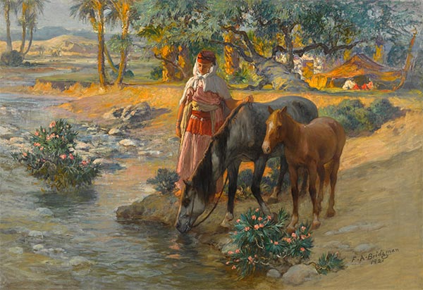 Pferde tränken | Frederick Arthur Bridgman | Gemälde Reproduktion