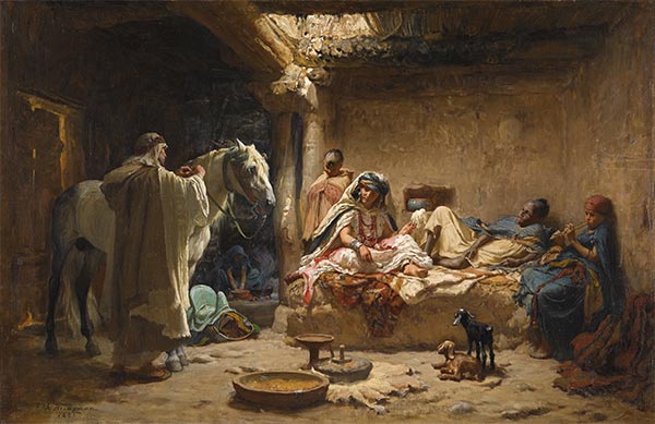 An Interior in Biskra, 1881 by Frederick Arthur Bridgman | Painting Reproduction