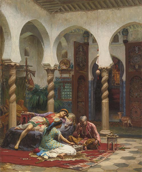 Ungenutzte Momente, 1875 | Frederick Arthur Bridgman | Gemälde Reproduktion