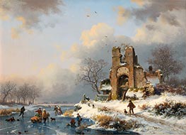 Winterlandschaft mit Blick auf die Burgruine Brederode, 1862 von Kruseman | Gemälde-Reproduktion