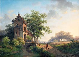 Summer Landscape with Figures near a Town Gate | Kruseman | Painting Reproduction