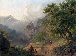 A Summer Landscape with a Travelers in the Foreground, 1851 by Kruseman | Painting Reproduction