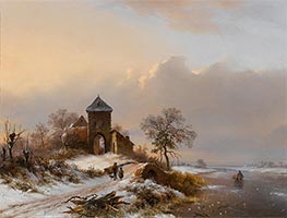 Winter Landscape with the Entrance Gate of the Brewery at Vilvoorde | Kruseman | Painting Reproduction