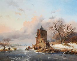 A Winter's Evening | Kruseman | Painting Reproduction