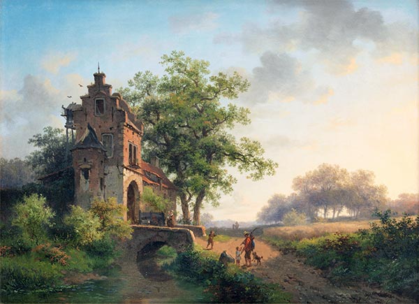 Sommerliche Landschaft mit Figuren in der Nähe eines Stadttores, 1862 | Kruseman | Gemälde Reproduktion