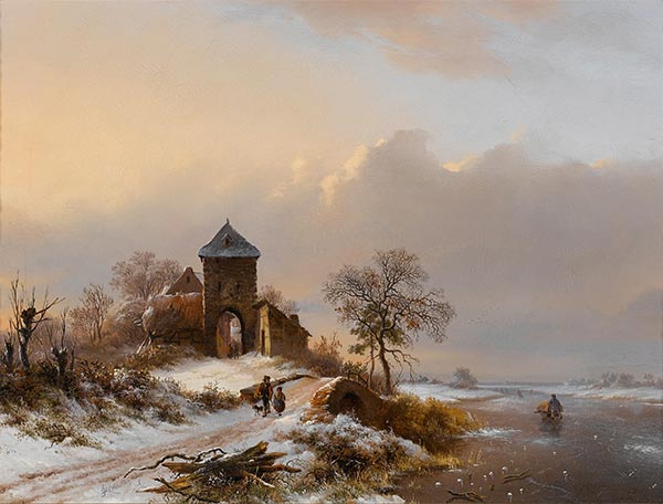 Winter Landscape with the Entrance Gate of the ..., 1844 by Kruseman | Painting Reproduction