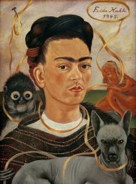 Selbstbildnis mit ÃÂffchen, 1945 von Frida Kahlo | Gemälde-Reproduktion