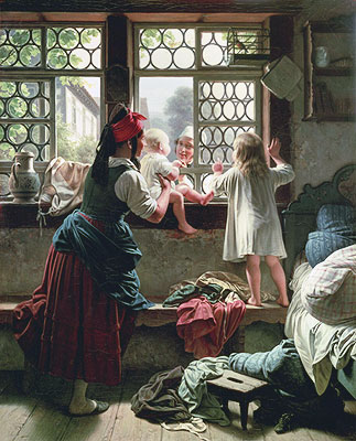 Good Morning, Dear Father, n.d. by Friedrich Meyerheim | Painting Reproduction