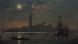 Island and Church of San Giorgio Maggiore in Venice by Moonlight | Friedrich Nerly | Painting Reproduction