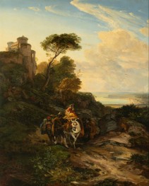 Italian Mountain Landscape with Brigands Scene | Friedrich Nerly | Painting Reproduction