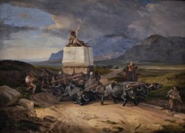 Buffaloes Dragging a Block of Marble Destined to Thorvaldsen | Friedrich Nerly | Painting Reproduction