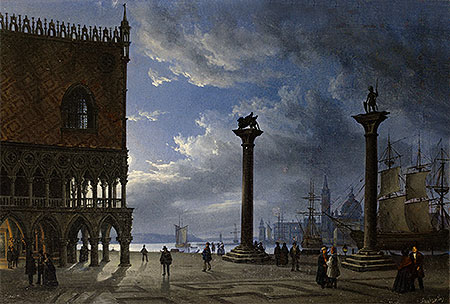 Piazza San Marco by Moonlight, 1847 by Friedrich Nerly | Painting Reproduction