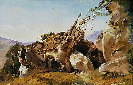 Study of Rocks and Roots at Olevano, n.d. by Friedrich Nerly | Painting Reproduction