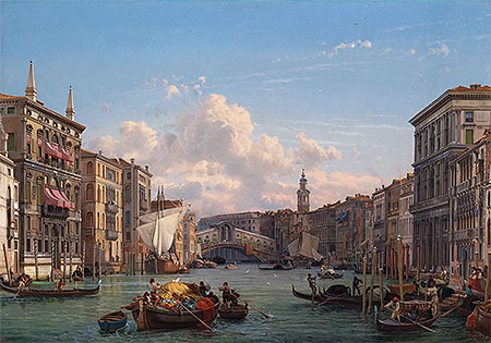 A View of the Grand Canal Looking towards the Rialto Bridge, Venice, undated | Friedrich Nerly | Gemälde Reproduktion