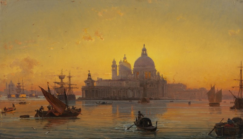 Friedrich Nerly | Evening Mood in Venice with Santa Maria della Salute, c.1850/55 Evening Mood in Venice with Santa Maria della Salute, c.1850/55 | Friedrich Nerly